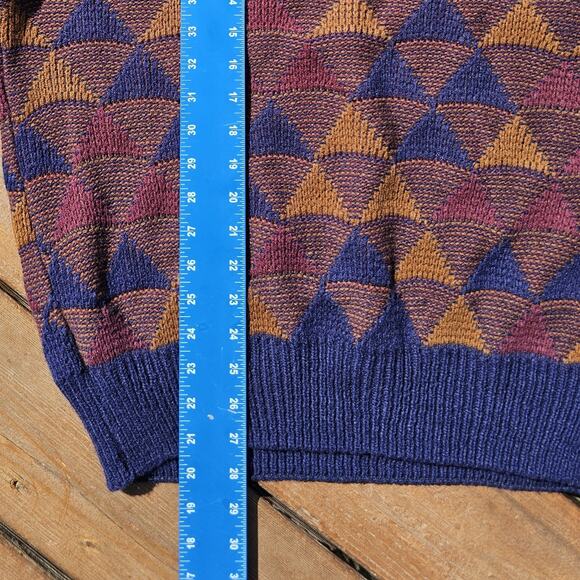 VTG Expression International Crew Neck Sweater Sz 1X Grandpa Cosby Geometric Y2K - Picture 4 of 5